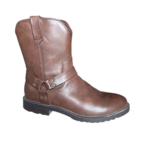 Frye and Co. Men's Otis Stacked Heel Motorcycle Boots Dark Brown Size 9 - Picture 1 of 12